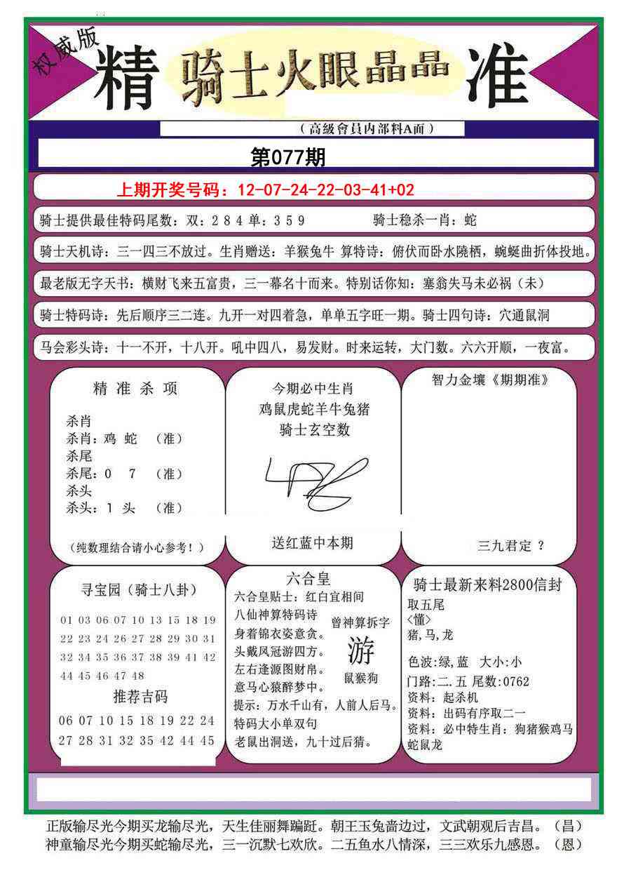 077期骑士火眼晶晶（正）[图]